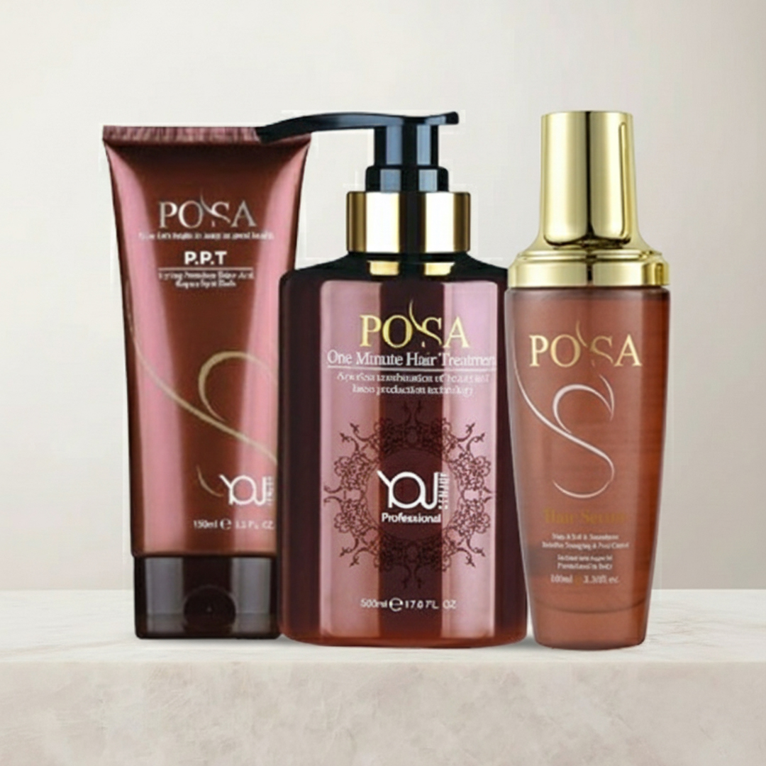 POSA P.P.T Leave–In Cream, One Minute Treatment, & Hair Serum